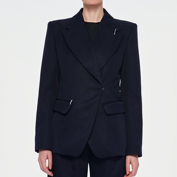 Tibi Techy Twill Blazer 4 Abyss Navy - Picture 1 of 5